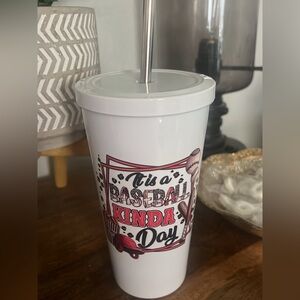 Stainless steel tumbler with baseball design